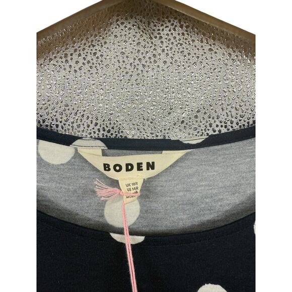 Boden Amelie Jersey Dress Navy Blue Polka Dot Soft Jersey Viscose Womens 14R New - Picture 2 of 7